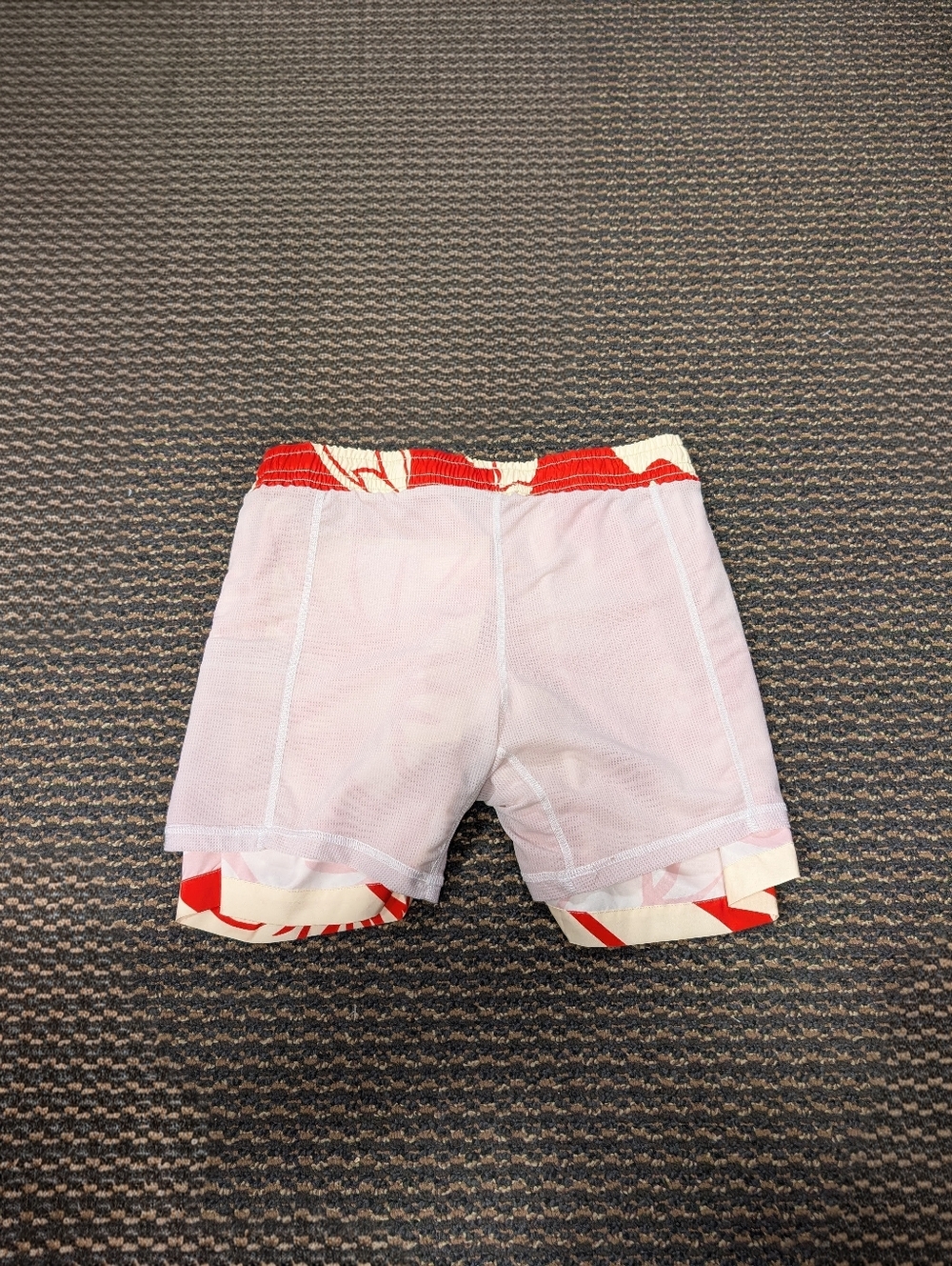 Duvin Tropical Hawaiian Floral Swim Trunks Red Cream Lined Beach Shorts - Picture 8 of 9